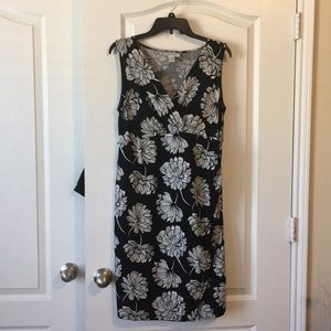 MM Black and White Floral wrap dress